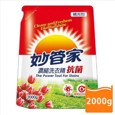 妙管家濃縮洗衣精 補充包 2000g 中性配方 深層洗淨 高效去污 茶樹精油 清新香氛, 1個