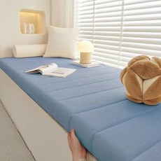 맞춤형 테디 벨벳 베이 윈도우 시트 롱 벤치 쿠션 패드 매트리스 패딩 의자 장식 스윙, 140x40x4cm, 24)blue 13