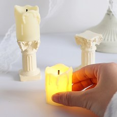 허니잼 LED 미니양초+촛대 무드등 인테리어 오브제 캔들 조명 수유등 취침등, 1개