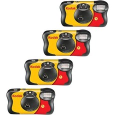 Kodak 코닥 Fun Saver 35mm 일회용 카메라 플래시 포함 27가지 노출 4팩, KODAK 코닥 Fun Saver 35mm 일회용 카메