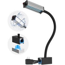 XINIIIQI 유연 작업등 기계 조명 구스넥 LED 조명 IP66 방수 800루멘 120볼트 44LED 나사 장착 기계 선반 및 작업대용 투광등, 3 800 lumens + Reinforced Magn