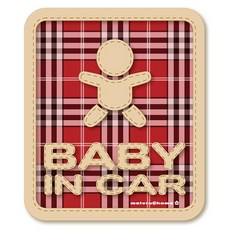 체크무늬 BABY IN CAR 베이비잉커 스티커 아기가 타고 있습니다 베이비 in카 (BABY / 레드)