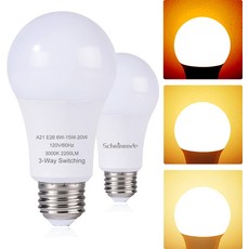 셰이넨다 3방향 LED 전구 A21 50개의 150와트 등가물 읽기에 완벽한 3000K 웜 화이트 실내 표준 e 2 6 에너지 효율적인 20와트 2200루멘 2팩, Warm(3000k), 2 Count (Pack of