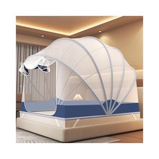 존스웰 원터치 접이식 모기장 지퍼타입 방충망 텐트 캠핑용, 블루