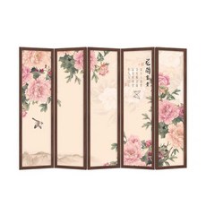 전통 병풍 민화 한식당 칸막이 산수화 한옥 미니 인테리어 장식품, 장자송 45x180cm 5패널