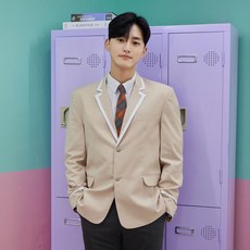 교복몰 (대여) 연베이지 화이트라인 남자 자켓교복 학