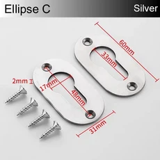 원형 잠금 실린더 커버 304 스테인리스 키홀 블랙 골드 도난 방지 액세서리 32mm, 03 Ellipse C silver