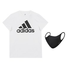 adidas 愛迪達 女款大Logo短袖T恤+運動口罩
