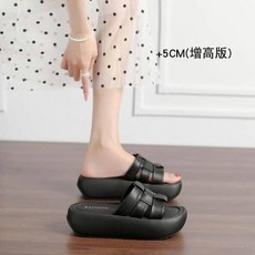 厚底羅馬涼鞋 增高版, 無具體規格, 黑色