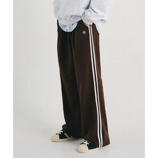 가까이 유니언즈 GAKKAI UNIONS 원턱 투 라인 와이드 스웨트팬츠 브라운