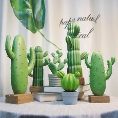 선인장 모형 카페 미니어처 화분 장식품, 1개, 중형 요정 기둥