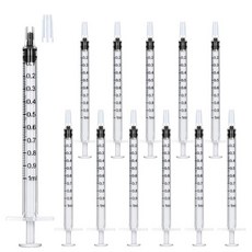 일회용 주사기 실험용 바늘 없는 3ml 액체용 주사기캡 포함 구강용 과학 실험실용 측정용 12개 세트, 1ml, 12
