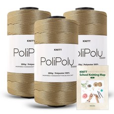 진텍스 폴리폴리(250g) 뜨개실x3볼+니팅맵mini, 06_카키베이지, 1개