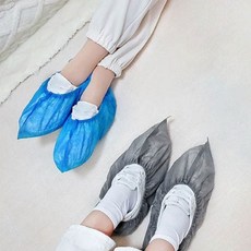 편리한 신발 커버 오염 방지 병원 일회용 휴대 간편 슈즈 방진복 시험장, 블루, 1개