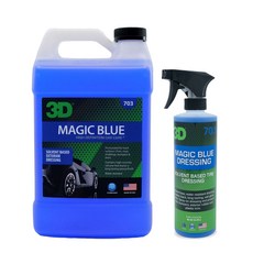 3D MAGIC BLUE 長效型輪胎油 外部塑料保護劑，持久光澤，抗紫外線，適用於各種車型, 1個, 3.79L
