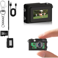 미니 키체인 카메라 64GB 1080P 레트로 포토 비디오 120분 배터리 수명 휴대용 소형 디지털 캠 여행 학생 용 마이크로 캠코더 빨간색, Green