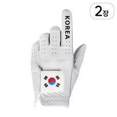 업셋 국가대표 태극기 전체 올양피 골프장갑, 화이트, 2개