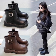 【MOMO熊】女童馬丁靴2025秋冬新款時尚公主加絨短靴女孩英倫軟底防滑小皮靴 兒童公主鞋 兒童皮鞋 靴子