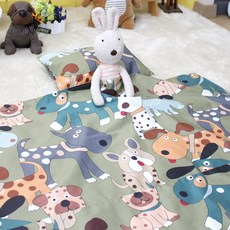 홑이불세트/순면 100%/홑이불+베개커버/어린이집낮잠이불/유모차이불/무릎담요/애착이불, 강아지