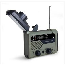 RTAKO 應急防災收音機 手電筒照明燈 AM/FM收音機 戶外便攜式, 1個, 綠色（2000mAh）