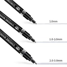 도금펜 금속 채색 페인트 마커 크롬, 크롬 도금 은  3개  각각 1-2-3mm