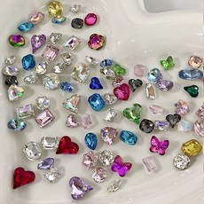 ROYALBELLE 컬러 유리 큐빅 믹스 네일 파츠 DIY 휴대폰 케이스 장식 투명 크리스탈 데코레이션, 100개, 사진색