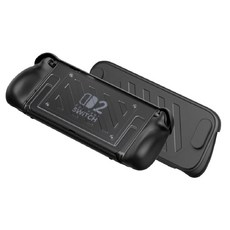 JSAUX Switch 2 全套防震收納保護殼，內建遊戲卡槽與支架功能，防震便攜，遊戲玩家必備, 黑, 1套, PC0114