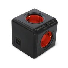 파워아트큐브V1 선없는 4구 USB 고용량 디자인멀티탭, 블랙, 1개, 77mm