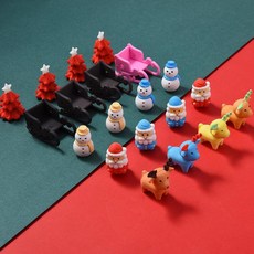 HILAZA 용 3D 크리스마스 지우개 귀여운 산타 엘크 지우개 24개 선물 가방 스터퍼 스타킹 휴일 선물 교실 보상 파티 142842