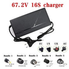 인산철 배터리 대용량 캠핑 지능형 고속 리튬 이온 충전기 36V 48V 52V 60V 72V 2A 3A 5A 10S 13S 16S 20S 42V 54.6V 58.8V 67.2V, [02] 3A, [03] 번들 3, 04 67.2V 16S Charger