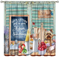 WL 울sgdsg농가빈티지주방커튼 수채화소박한사과채소주방용품나이프와포크나비주방슬로건창문장식드레이프거실다이닝룸용106.7x114.3cm42x45인치118457