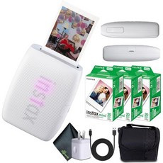 후지필름 인스타스 미니 링크 3 스마트폰 프린터 로즈 핑크 + 소형 여행 가방 3배 INSTAX 즉석 필름 60장 USB 전원 충전 어댑터 디지니어드 마이크로파이버 세척 천, 클레이 화이트