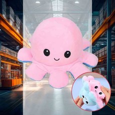 양면표정 문어인형 감정표현 반전인형 선물 리버시블, 3 스카이블루