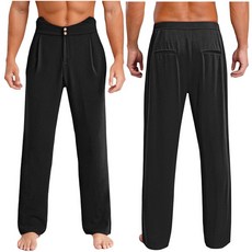 남성용 라틴 발레 긴 바지 뒷면 신축성 밴드 사이드 포켓 루즈 스트레이트 바지 룸바 탱고 모던 댄스용 댄스웨어