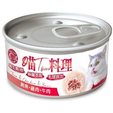 喵Tom 貓罐 鮪魚+雞肉配方 含維生素B群及絲蘭萃取 幫助毛球排出, 80g, 24個, 鮪魚+雞肉+牛肉