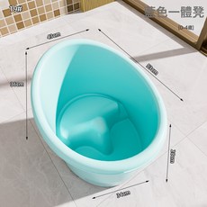 寶寶洗澡桶大號兒童泡澡桶嬰兒浴桶可坐家用游泳桶小孩加厚洗澡盆, 藍色一體凳【0-4歲】超變態厚