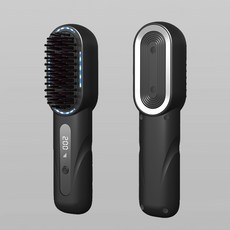 SmartGo 무선 충전식 빗고데기 휴대용 음이온 4단계 온도조절 매직기 헤어 스타일러 5000mah, 블랙