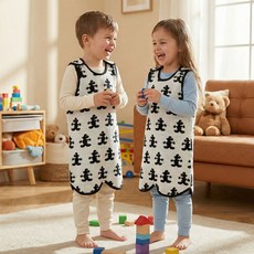 [국내생산]가볍고 따뜻한 아기 니트 수면조끼 유아동 니트 수면조끼 아기 배앓이방지 겨울 실내복