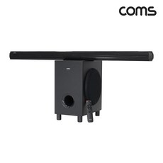 컴스 YA926 120W 고출력 사운드바 2.1ch 우퍼 홈시어터 블루투스 가성비 스피커 FM 라디오, 검정