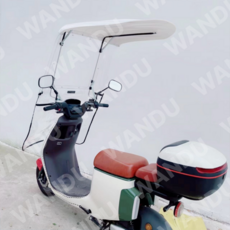 루바 오토바이캐노피 지붕 바이크차양막 덮개 커버 전기자전거 바람막이, 화이트 (앞면커버 증정)