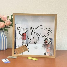 티켓 보관함 야구티켓 투명 티켓북 수집 액자 하얀색, 15cmx15cm, 1매, 내추럴우드 지도스타일