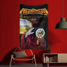 헤비 록 밴드 플래그 폴리 에스터 디지털 인쇄 배너 침실 벽 예술 야외 태피스트리 장식, 1개, 5. KK1056