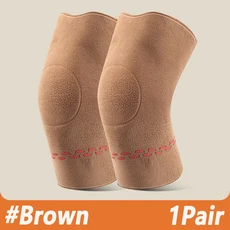 1쌍 가을 & 겨울용 따뜻한 무릎 보호대 - 양면 벨벳 두꺼운 플리스로 노인의 차가운 다리 방한 슬리브, 01 L, 01 Brown-1Pair