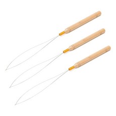 헤어 익스텐션 훅 풀링 툴 크로셰 루프 니들 스레더 링 비즈 나무 손잡이 철사, 1개
