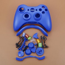 Xbox 360 무선 컨트롤러 용 JCD 플라스틱 크롬 하드 하우징 쉘 케이스 풀 세트 버튼이있는 전면 후면 커버, 파란, 1개