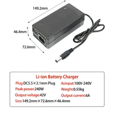 리튬 이온 폴리 고속 충전기 36 V 6A 배터리 42V GX16 IEC XT60XT90 10S 볼트, 05 EU Plug, 01 CHINA, 05 DC5521