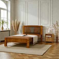 [착불]퍼보 빗살 국산 확장형 황토흙침대 싱글 S 가죽 원목침대, 네추럴