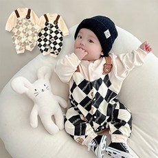 조이멀티 체커보드 멜빵 아동 외출복 남아 우주복 205287