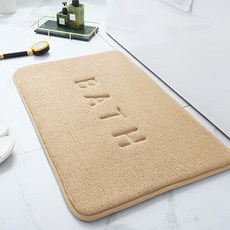 단색 플란넬 욕실 논슬립 매트 자수 발매트 바닥 화장실 샤워실 흡수성 문 사각, 50x80cm, [01] Apricot, 1개