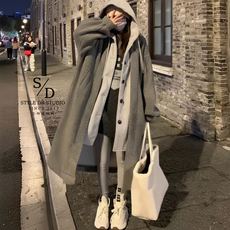 스타일닥터 가을겨울 기모 빅사이즈 이중 추동 롱 후드 코트 후드티